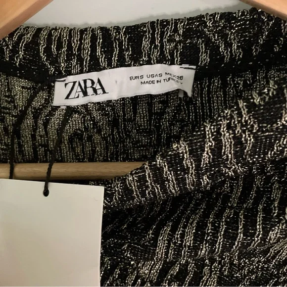 ZARA LONG SLEEVE KNIT DRESS WITH METALLIC THREAD - Picture 10 of 14